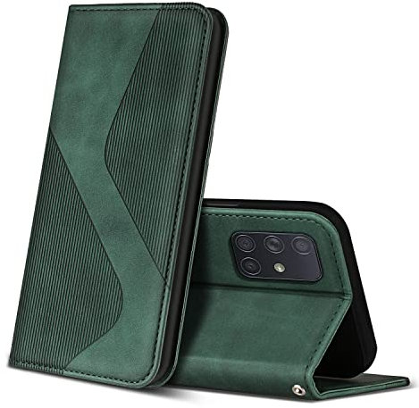 ZONNAVI Hülle für Samsung Galaxy A71, PU Leder Handyhülle mit Kartenfächer und Standfunktion, Lederhülle Flip Wallet Case Schutzhülle für Samsung Galaxy A71 (Grün)