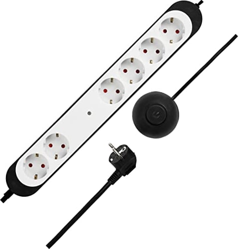 REV Steckdosenleiste - Steckerleiste, Mehrfachsteckdose 6-Fach, Kabel 1,5m, max. 3500W, Mehrfarbig