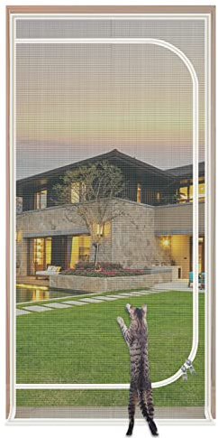 Moustiquaire de porte améliorée pour animal de compagnie, convient aux portes de 76,2 x 203,2 cm, moustiquaire en maille épaisse résistante aux chats pour salon, cuisine, chambre à coucher, écran