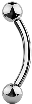 Jewel Barrel Augenbrauen Banane Piercing Curved Barbell Ohrringe Helix Daith Chirurgenstahl Körperschmuck 16g (1,2 mm) 6mm / 8mm Stablänge mit Kugeln (Silber, 6)