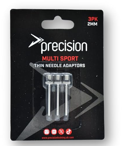 Precision Needle Adaptors Pack of 3, Multi-Sport Ball Inflation Needles, Durable Screw Thread for Air Pump, 2mm