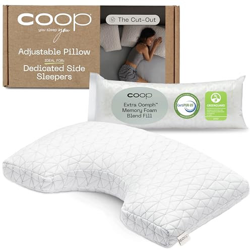 Coop Home Goods Seitenschläferkissen mit Aussparung – Kerbkissen aus Memory-Schaum, Halswirbelkissen für Seitenschläfer, Nackenkissen zur Schmerzlinderung beim Schlafen, ergonomisches Kissen,