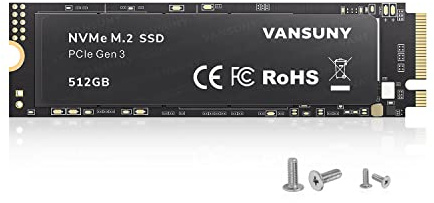 Vansuny Disque dur interne NVMe M.2 PCle 3.0 TLC NVMe M.2 SSD 3D NAND NVMe M.2 2280 Vitesse jusqu'à 3000/2100 Mo/s Disque dur interne PCIe SSD 512 Go