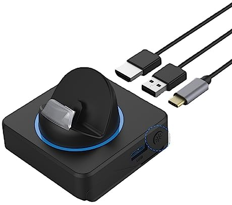 5 in 1 Docking Station for Switch/Switch, Charging Dock 4K TV Adapter Charger Set Replacement Compatible with Official Switch Dock (No Charging Cable)