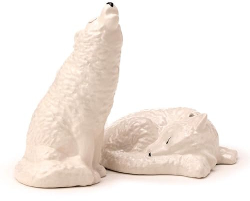 Puckator SP98 White Wolf Ceramic Salt and Pepper Set