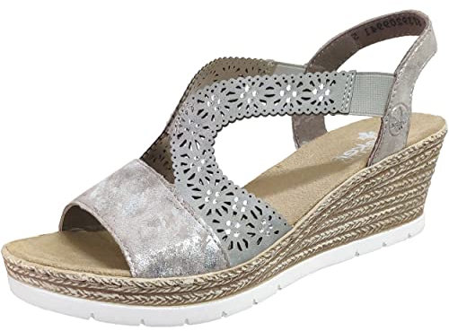 Rieker, 61916 F1/2 Pavone/Alabama, Femme Nu-Pied Gris - 37 EU