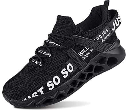 QDCFY Herren Schuhe Sneaker Atmungsaktive Turnschuhe Fitnessschuhe Walkingschuhe Mädchen leichtes Straßenlaufschuhe Schwarz 43EU