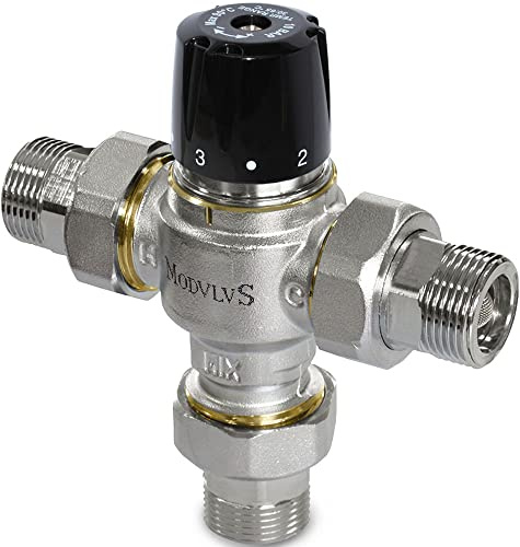 Vanne mélangeuse thermostatique sanitaire robinet mitigeur thermostatique avec fonction anti-brûlure, plage de réglage : 30-65 °C - Divers filetages (1'' M)