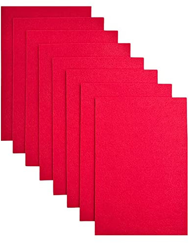 Jtnohx Feutrine Loisir Creatif, Tissu de Feutre 2 mm D'épaisseur, 8 Pièces 20x30cm Feuilles de Feutre Rigide, Feutrine de Couleur pour L'artisanat(Rouge)