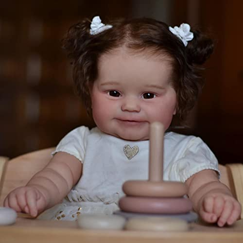 Zero pam Reborn Babypuppe Wie Echtes Baby 24 Zoll 60cm Reborn Baby Silikon Lebensecht Mädchen Realistische Reborn Puppen Mit Haaren Reborn Baby Maddie Mit Zubehör