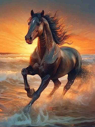 Bimkole DIY 5D Diamond Painting Zubehör Braunes Pferd, Tier Diamant Malerei Kit Voll Runde Bohrer Malen nach Zahlen Malerei Stickerei Kreuzstich Diamond Dekoration 30X40 cm