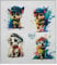 Bügelbilder Set für Textilien DIN A4 Kinder Mädchen Jungen Dino Einhorn groß klein Aufbügelbild zum aufbügeln (1 - Hunde)