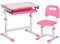 HOMCOM Kids Desk and Chair Set, Height Adjustable Student Writing Desk, Children School Study Table with Tiltable Desktop, Drawer, Pen Slot, Hook - Pink