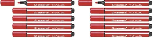 Gefederter Dreikant-Filzstift - STABILO Trio Scribbi - 2x 5er Pack - rot