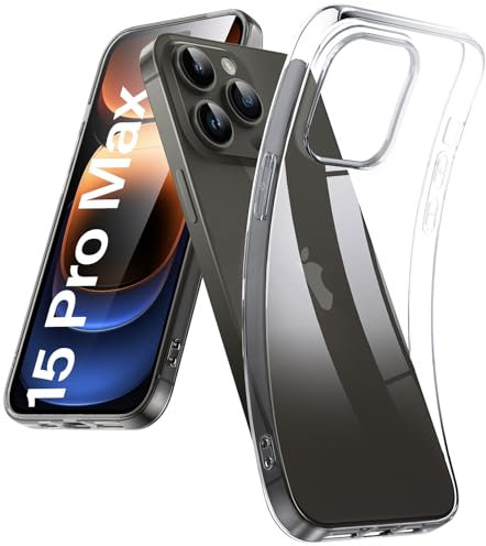 DOSMUNG Custodia per iPhone 15 Pro Max (6,7 Pollici), Custodia con Antiurto, Ultra Sottile Anti Ingiallimento Silicone Cover per iPhone 15 Pro Max, Trasparente