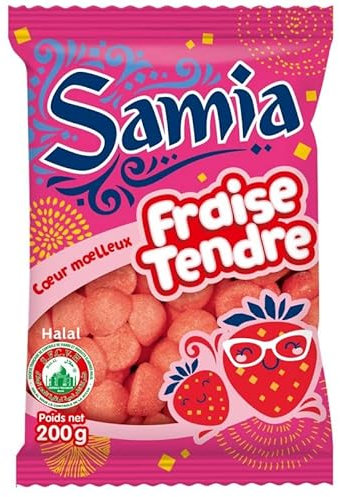 SAMIA - Samia Bonbons Gélifiés Halal Fraise Kiss 200G - Lot De 4 - Vendu Par Lot