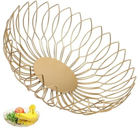 MAGICLULU Wire Fruit Bowl Metal Wire Basket for Snacks Fruit Holder Bread Candy and Vegetable Storage Hollow Table Basket for Kitchen Countertop 11.02 in Desktop Organizer