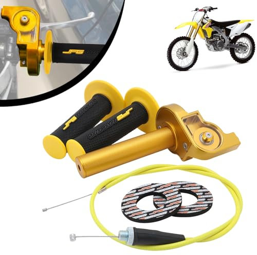 IUVWISN Motorrad Schnellgasgriff 7/8'' 22 mm Aluminium Griffe Motorrad Gashebel Gaszug Universal für 50 110 125 150 200 252 cc Lenker Dirt Pit Bike ATV Mini Bike Gold