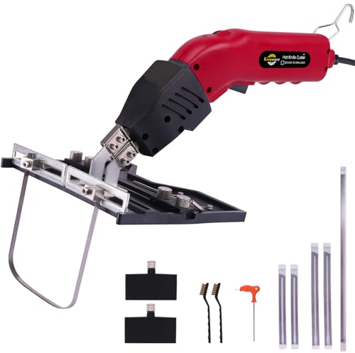 Komsepor Cortador de Espuma Eléctrico Cuchillo Caliente Cortador de Espuma Herramienta de Corte de Espuma Refrigerado por Aire (Refrigeración por aire rojo 200W+ranuras)