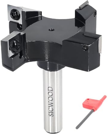 Slab Flattening Router Bit 1/2 Shank, Exra Large 7.6 cm Cutting Dia 4-Wing, Insert Carbide CNC Spoilboard Surfacing Router Bit, Wood Hobeling Bit for Flycutter/Slab Leveler/Rabbeting by SICWOOD.