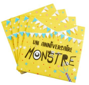 Homéa, Set mit 20 Papierservietten, 3-lagig, 33 x 33 cm, Monster