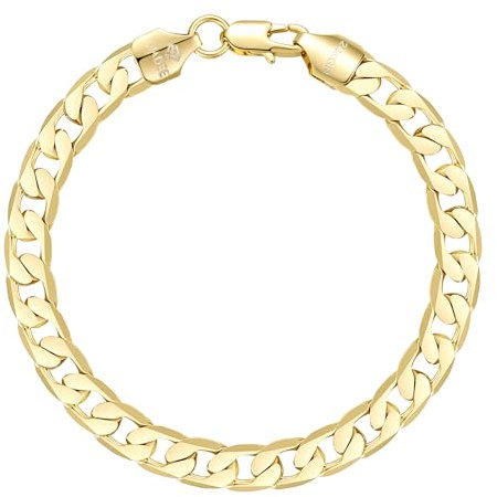 DJADEE Herren Armband Panzerarmband Gold 24 Karat vergoldet, wasserfest, 24 Karat gestempelt, Geschenk für Männer Jungen, Flaches Panzerarmband für Herren, 8 mm breit, 18-23 cm Länge (21)