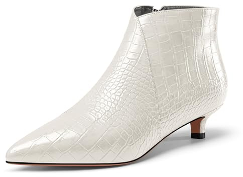 Castamere Donna Chiusa a Punta Basso Gattini Tacco Heel Cerniera Stivaletti Ufficio Casual Dress Stivali 3.5 CM Heels Bianco 45 EU