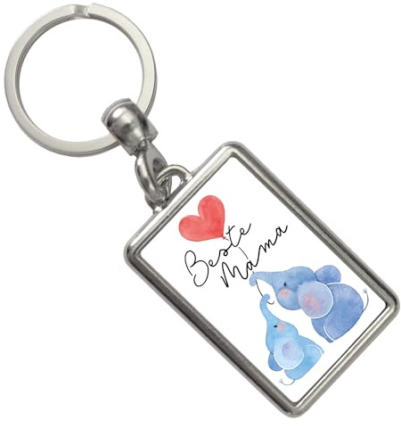 Elefant Mutter und Kind Schlüsselanhänger mit Spruch Beste Mama Liebevolles Muttertagsgeschenk Herz Familie Tier-Motiv voller Liebe