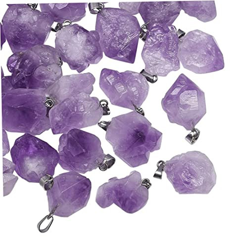 Weduspaty Crystal Natural Amethysten -Anhänger für Schmuck Making -Edelstein für Halskette 20 Prozent, Edelsteine für Schmuckzuarbeiten