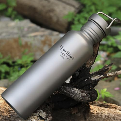 RANRAO Auslaufsichere Titan-Sportflasche, Camping-Wasserflasche mit Deckel, Flasche, ultraleicht, Camping, Radfahren, wiederverwendbar, Outdoor, ultraleicht, Trinkgeschirr, Wandern, Klettern