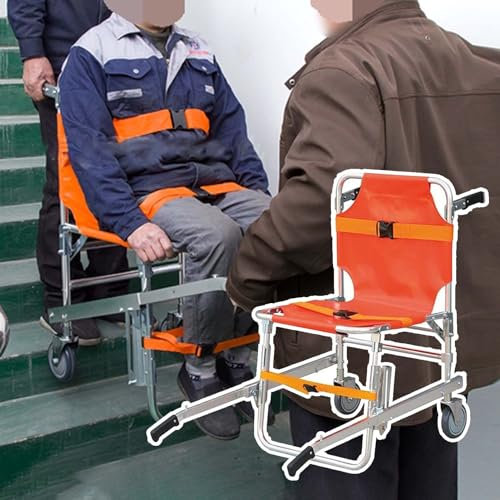 Silla de Ruedas Subir Escaleras Silla Salvaescaleras Portátil para El Hogar, Silla Elevadora de Escaleras/ Silla de Ruedas de Seguridad para Subir con Asa, Telesillas de Transporte EMS Plegables, para
