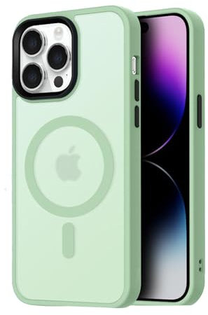 miyonsin Magnetica Cover per iPhone 13 PRO, Custodia con Mag-Safe,Traslucida Texture Opaca, Anti-Impronta,Retro Resistente ai Graffi, TPU Bumper Antiurto Sottile Protettiva Case, Verde Matcha