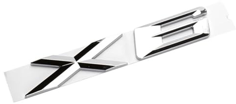 Aqxyju 3D-ABS-Schwarzchrom-Buchstaben for Autos, Heckkofferraum-Emblem-Abzeichen, kompatibel mit X6-Logo, X6 E71 F16 E72 G06, Aufkleber, Schriftzug-Zubehör Personalisierte Auto Aufkleber(Chrome Silver