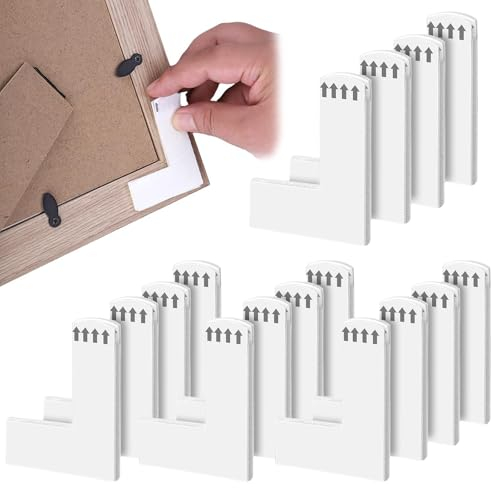 Irikdescia 16 PCS L Form Klettband Selbstklebend Weiß, Poster Strips Bilder Aufhängen Ohne Bohren, Powerstrips, Bilderhaken Klebestreifen Doppelseitig Extra Stark