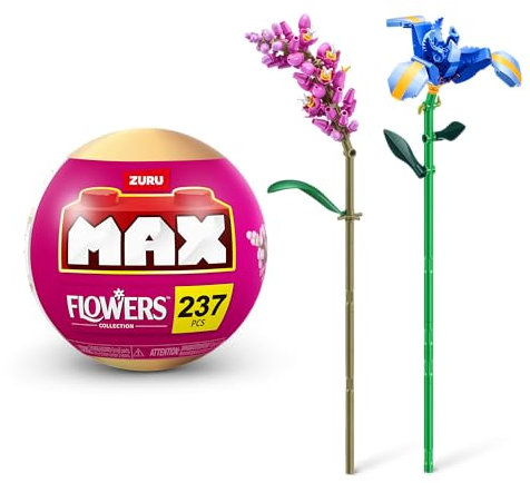 Colección de Bloques de construcción MAX Premium Flowers (Iris and Persicaria, 1 cápsula) de ZURU (hasta 243 Piezas; 2 Flores por cápsula; 10 diseños para coleccionar).