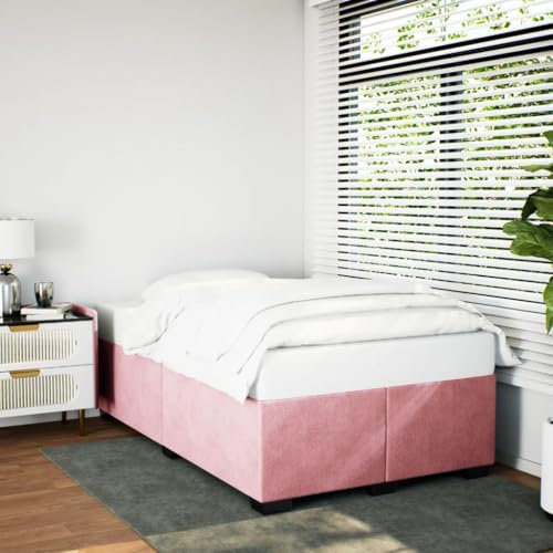 Homgoday Bettgestell Polsterbett Bettrahmen Doppelbett Einzelbett Gästebett Jugendbett mit Lattenrost Bett für Schlafzimmer Gästezimmer Rosa 120x200 cm Samt