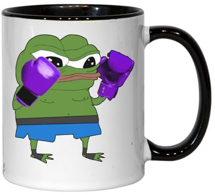 Atspauda Boxer Pepe The Fighter Frosch Keramik Tee Kaffee Tasse Schwarz