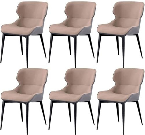 TS TAC-SKY Stühle Esszimmerstühle 6er-Set Wasserfeste Leder-Seitenstühle Mit Kohlenstoffstahlrahmen, Lounge-Thekenstühle for Küche Und Wohnzimmer(Skin Tone)