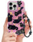 Fycyko Phone Case for iPhone 14 Pro Max Case Cute Cat Pattern Aesthetic Cool Girly with Phone Charms Strap Chain Protective Case for iPhone 14 Pro Max-Pink
