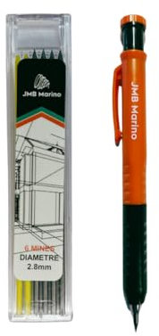 Crayon Chantier Pro+ 7 mines Multi-Supports + Taille Crayon + Grip Ergonomique Porte Mine Chantier pour Charpentier Menuisier Bricolage Dessin Tracer Gras Bois Metal Béton Carrelage Menuisier