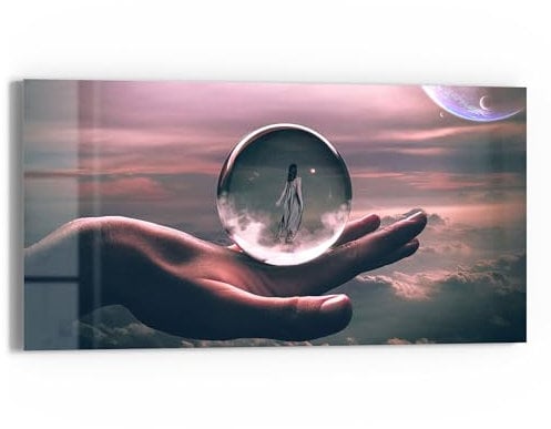 DEQOART Glasbild Echtglas | Motiv Visionäre Sphäre | horizontal einteilig 60x30 cm | schöne Dekoration | Wandbild für Wohnzimmer, Schlafzimmer, Flur & Küche | moderne Wanddeko