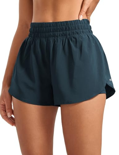 INGIA 2 in 1 High Waisted Running Shorts for Women 3 Quick Dry for Sport Athletic Workout with Zipper Pocket Cove Medium