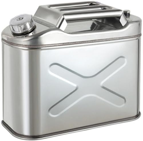 Bidon de gaz en acier inoxydable 304 avec bec verseur – 5/10/20 L – Réservoir de carburant anti-fuite pour essence, diesel, huile comestible – Design robuste et résistant à la rouille, 10 L