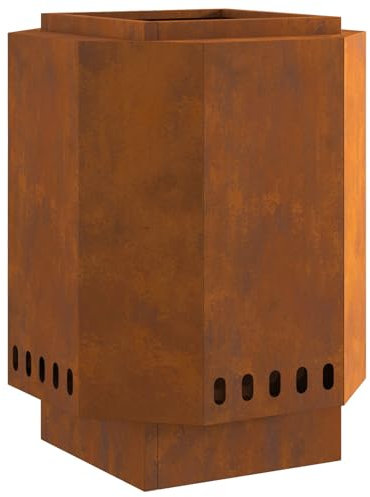 vidaXL Focolare Marrone Acciaio Resistente agli Agenti Atmosferici