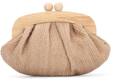 Ynport Crefreak Donna Straw Clutch Purse - Elegante Borsa da Sera all'uncinetto, Borsa a Tracolla da Spiaggia Estiva per Matrimoni e Feste