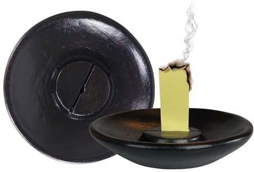 N.2 Piattino bruciatore per carta Eritrea da bruciare e bastoncini aromatici incenso (Nero)