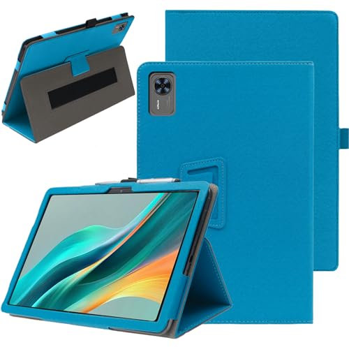 carinacoco Case for DOOGEE T36 12 inch, Full Coverage Premium Leather Folio Folding Stand Anti-Drop Tablet Protective Cover, with Pencil Holder and Wrist Strap Tablet Cover for DOOGEE T36, Blue