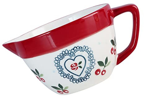 DECHOUS Ceramic Spout Mixing Bowl with Handle Egg Beating Soup Bowl Non-Slip Base for Baking Serving Versatile Tableware for Restaurant Home Use