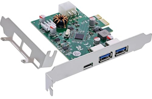 InLine PCIe Karte, 1x USB-C PD3.0 & 2X USB-A Ports, 5 Gb/s, 6-pol Stromanschluss, VL805, für Windows & Linux, 76661M