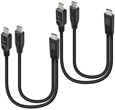 GELRHONR 2-in-1 Kurzes USB-C Ladekabel 2-Pack,USB-C auf Type C&Micro USB Splitter Kabel für Smartphones,Tablets & mehr,30 cm (1 Fuß), Portable,Only Auflade